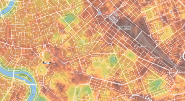 Roma, dove si sta più freschi? La mappa del caldo: Termini e Tiburtina roventi, un po' di sollievo nei parchi e sull'isola Tiberina