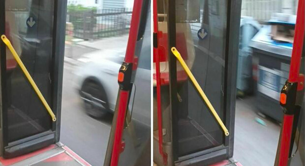 Bus 912 di Atac viaggia con le porte aperte: guasto alle porte o soluzione per arieggiare?