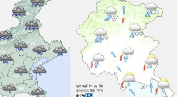 Meteo, piogge a Nordest: rischio nubifragi da domani mattina fino a venerdì alle 14