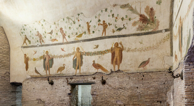 Sala con scene di vendemmia nelle Domus Romane del Celio
