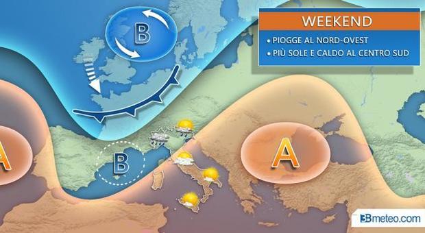 Italia divisa in due dal meteo: ecco dove sarà bello e caldo, il maltempo a Nord-Ovest.