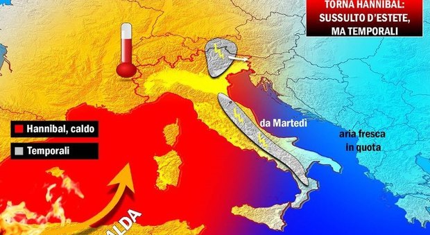Meteo, sull'Italia torna Hannibal: ondata di caldo e possibili temporali -PREVISIONI