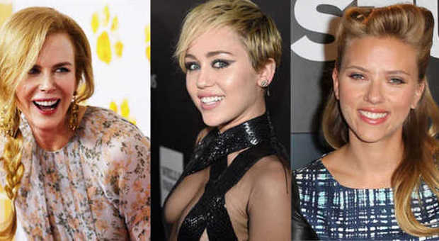 Le acconciature delle celebrities. Nicole Kidman, Miley Cirus e Scarlett Johansson