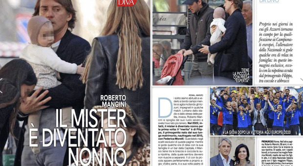 Roberto Mancini super nonno, a spasso con la piccola Sofia in giro per Roma