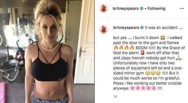 Britney Spears, le candele prendono fuoco: in fiamme la sua palestra - Il video