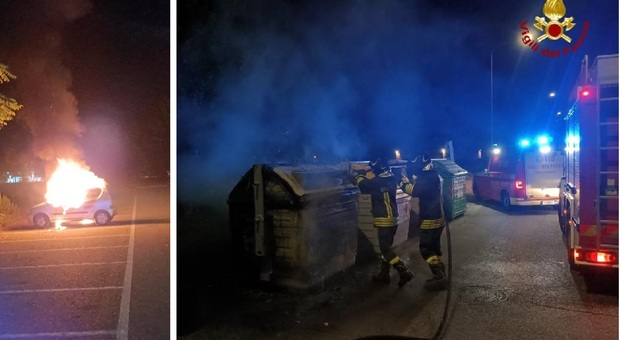 Notte di incendi a Pesaro, bruciano un'auto e tre cassonetti: caccia al piromane