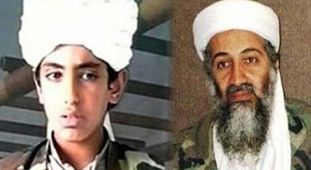 Hamza Bin Laden da ragazzino (a sinistra) e il padre Osama