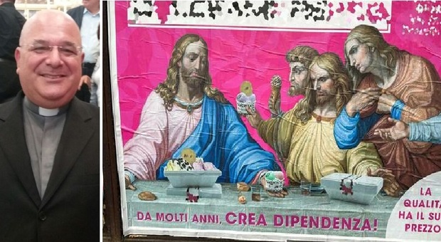 Porto San Giorgio, pubblicità della gelateria con "L'ultima cena", il vescovo Pennacchio: «In futuro più prudenti»