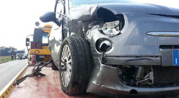 La Fiat 500 dopo l'incidente