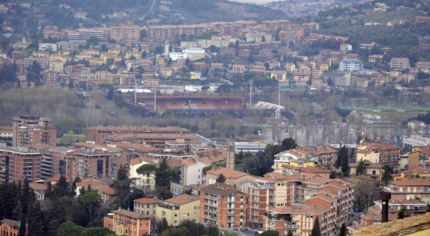 Una panoramica di Perugia dalla collina della Città della Domenica