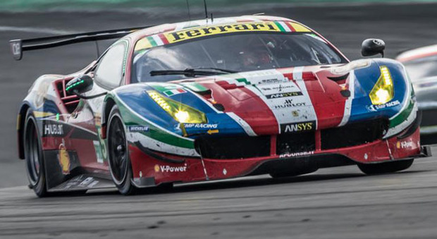 La Ferrari del team AF Corse che ha piazzato al primo posto Gianmaria Bruni e James Calado nella categoria GT Pro