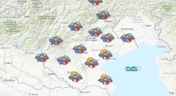 Meteo, maltempo in arrivo: le previsioni in Veneto