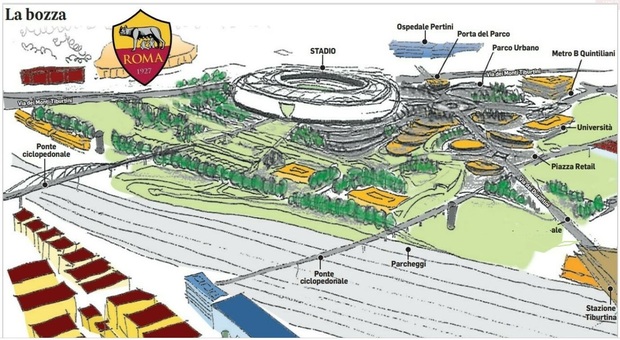 Stadio della Roma a Pietralata, con l'impianto «un miliardo di indotto» (e 2.300 posti di lavoro per costruirlo)