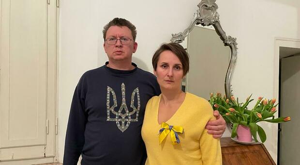 Denis e Oksana Mirgorod, scappati da Kiev e ospitati a Treia