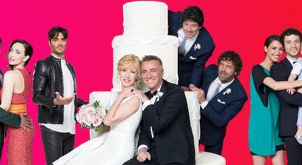 Massimo Ghini, Nancy Brilli con il cast della fiction Matrimoni e altre follie