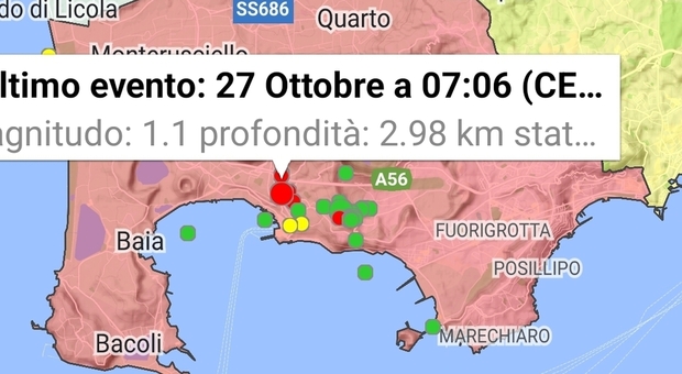 Scossa di terremoto a Pozzuoli, con epicentro alla Solfatara