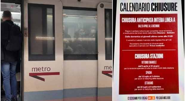 Metro A, a Roma tornano le chiusure: dall'8 aprile stop dalle ore 21 e in estate “off limits” Spagna e Ottaviano