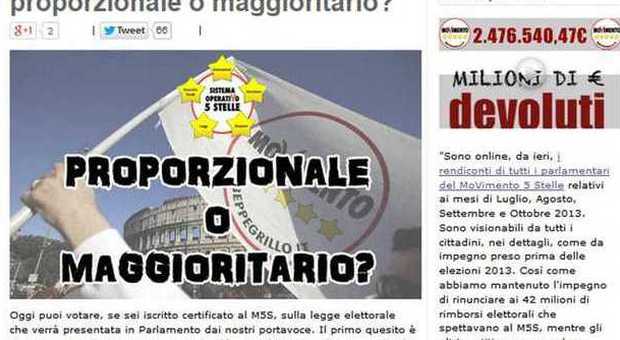 Legge elettorale, Grillo lancia il referendum sul blog: «Maggioritario o proporzionale?»