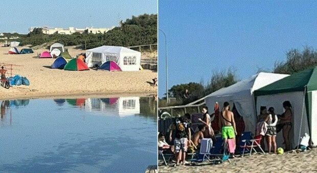 Puglia, in spiaggia con la tenda “abusiva” da 30 metri quadri: la foto finisce sui social, scattano sgombero e maxi multa