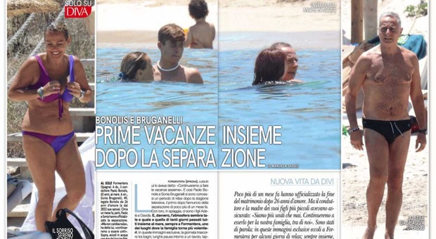 Paolo Bonolis e Sonia Bruganelli, prime vacanze dopo la separazione insieme con i figli