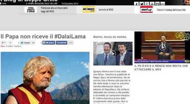 Grillo attacca il Papa: «Non ha voluto incontrare il Dalai Lama»