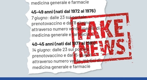 Vaccino nel Lazio, fake news sulle prenotazioni della fascia d'età 40-54 anni. La Regione: «Informazioni sbagliate»