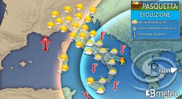 Meteo Pasquetta, le previsioni del 10 aprile: sole al Nord e al Centro, piogge e temporali al Sud