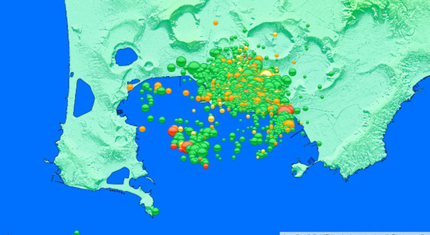 La scossa registrata dai sismografi Ingv