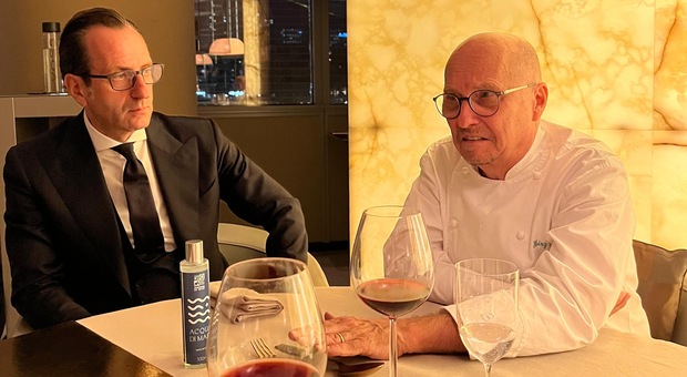 La presentazione dell'iniziativa con Giuseppe Primicerio di Masseria Traetta e lo chef Heinz Beck