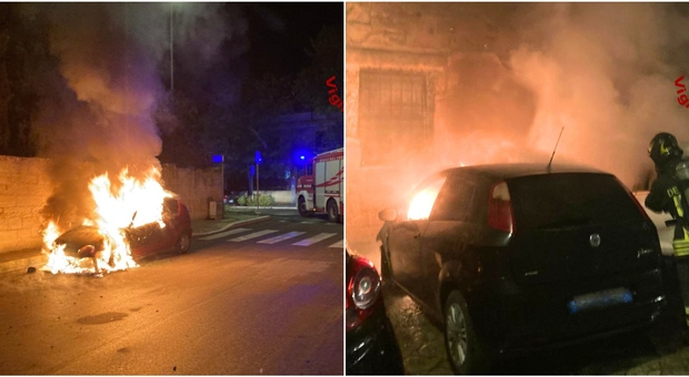 Incendio auto nella notte: tre vetture in fiamme a Lecce