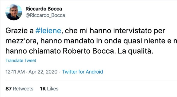 Il giornalista Riccardo Bocca contro le Iene: «Intervistato per mezz'ora, in onda quasi niente»