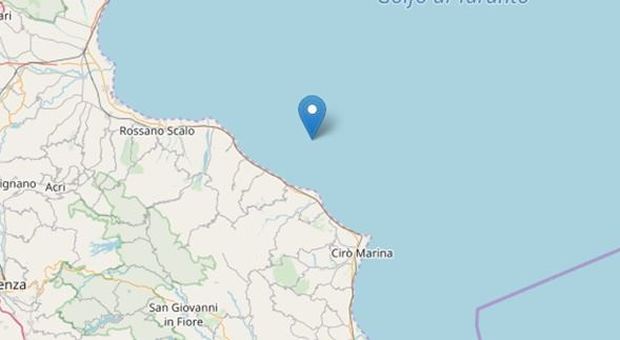 Terremoto, scossa davanti alla costa ionica della Calabria