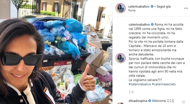 Caterina Balivo denuncia il degrado di Roma: «Sporca, traffico, immondizia e buche. Sembra Napoli negli anni '90»