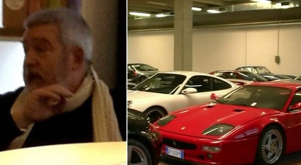 Luigi Compiano e alcune delle sue auto di lusso confiscate