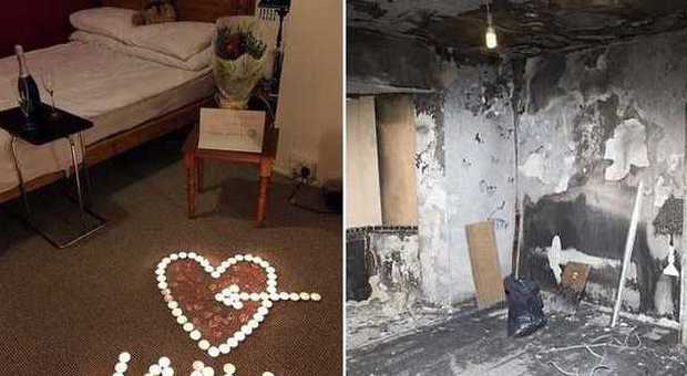Prepara una sorpresa romantica alla fidanzata ma brucia la casa