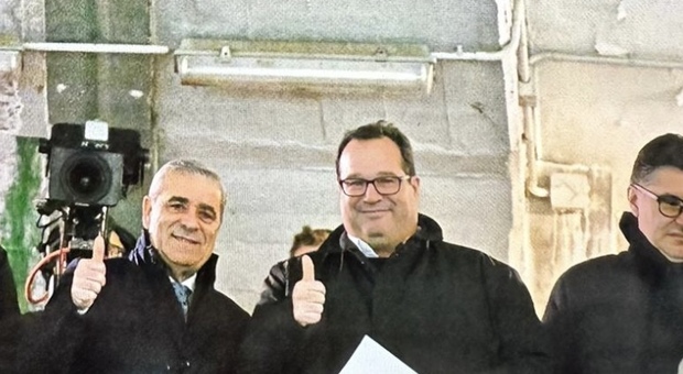 Il sottosegretario Durigon e il presidente dell'Avellino Angelo Antonio D'Agostino allo stadio Partenio