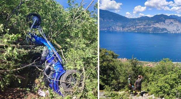 Brenzone sul Garda, incidente in moto: turisti precipitano in un dirupo per 50 metri