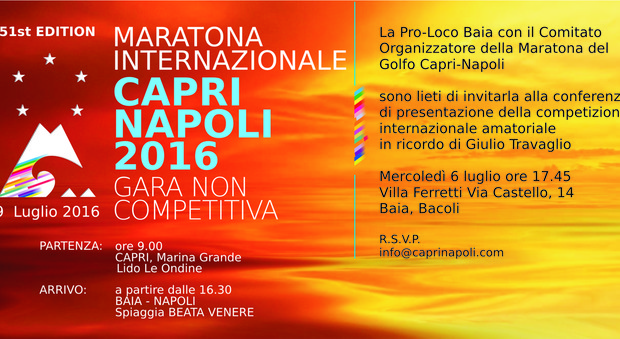 Mercoledì si presenta la Capri-Napoli non competitiva dedicata a Giulio Travaglio