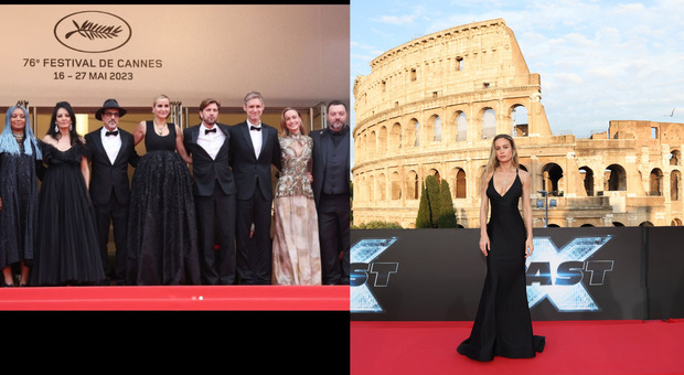 Brie Larson a Cannes (a sinistra con la giuria) e a Roma (per la premiere di Fast X