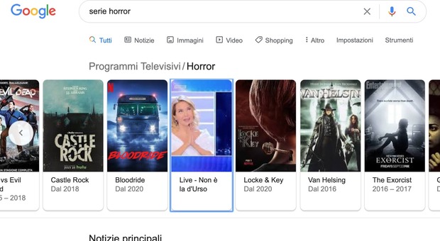 Barbara d'Urso tra le serie horror consigliate da Google