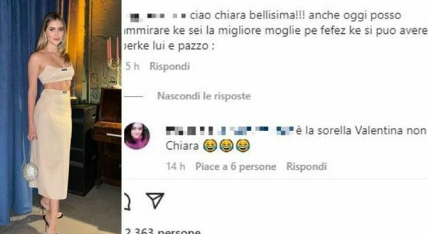 Valentina Ferragni, su Instagram scambiata per Chiara: «Sei la migliore moglie per Fedez»