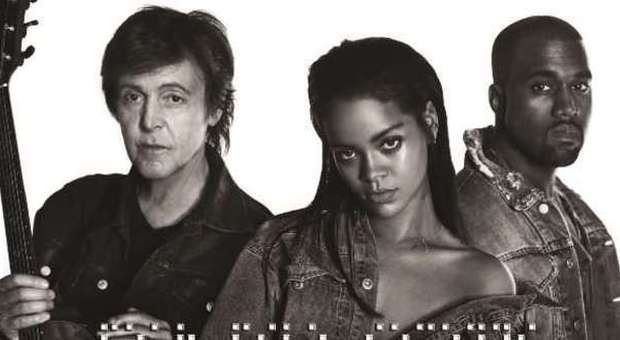 Rihanna con Paul McCartney e Kanye West ai Grammy per presentare FourFiveSeconds