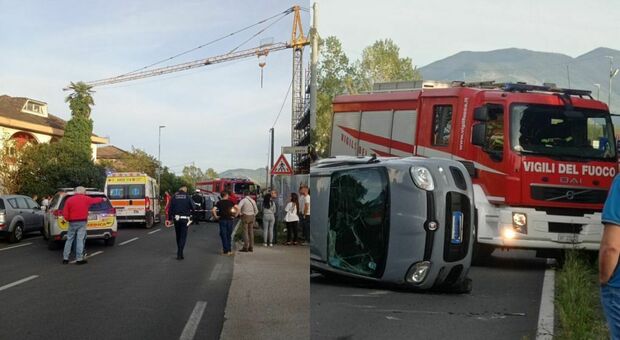 Ceccano, grave incidente in via Gaeta: donna estratta dall'auto e trasferita in ospedale