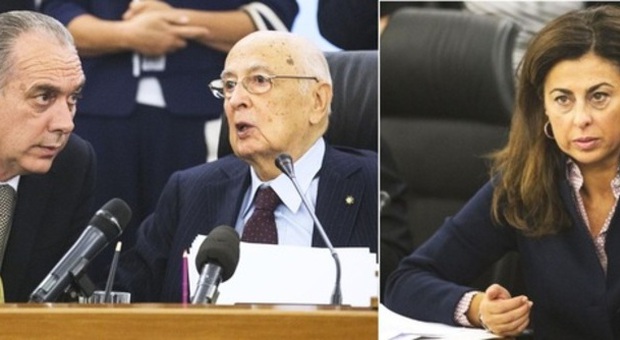 Giovanni Legnini e Giorgio Napolitano, a destra Teresa Bene