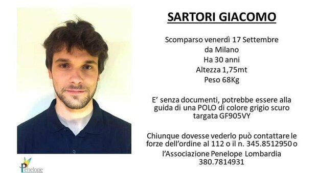 Giacomo Sartori trovato morto: si è tolto la vita. Scomparso a Milano dopo il furto di uno zaino, aveva 29 anni