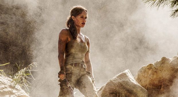 Alicia Vikander in una scena di "Tomb Raider"