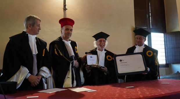 Il poeta Carlo Pagnini ottiene il Sigillo dell'Ateneo Università di Urbino: i complimenti del sindaco di Pesaro Ricci