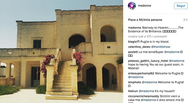 Madonna in vacanza in Puglia: caccia dei fan dopo la foto