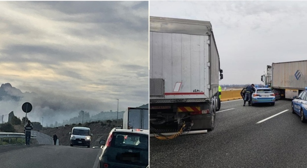 Assalto a portavalori in Ogliastra e su A24, spari e auto in fiamme in Sardegna e tir di traverso su corsie autostrada