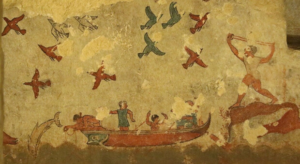 Necropoli etrusca di Tarquinia: Tomba della caccia e della pesca (VI sec. a.C.)